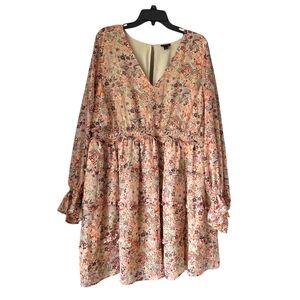 Torrid Size 3 Floral Mini Lurex Chiffon Tiered Dress